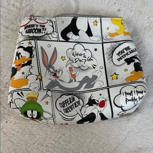 Aldo x Looney Tunes Black and Silver cartoon Zippered Pouch